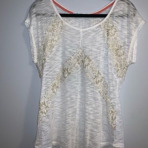 White Zebra see through with cream lace T-shirt